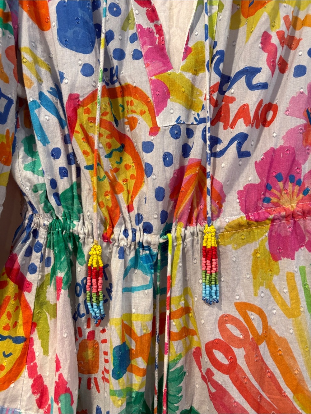 Farm Rio Women’s Medium Good Vibes Mini Dress 100% Cotton Summer Anthropologie - Picture 3 of 13
